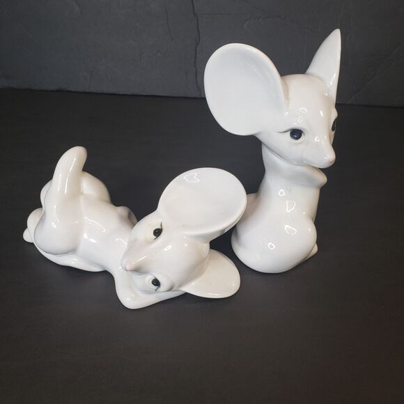 Adorable Vintage 70s White Ceramic Anthropomorphic Mice Mouse Figurines Set 5" - Picture 6 of 8